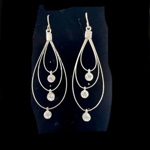 Art Deco Style Vintage Rhinestone and Silver Chandelier Earrings.
